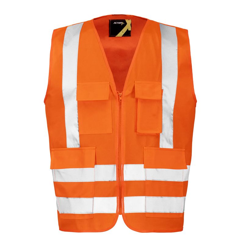 Chaleco Activex Naranjo 4 Bols.Alta Vis.C/Cinta
