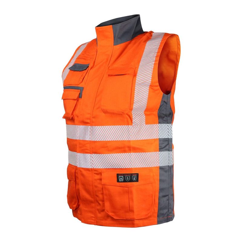 Chaleco Geólogo Ignífugo NFPA + 13034 Naranja-Gris - Imagen 2