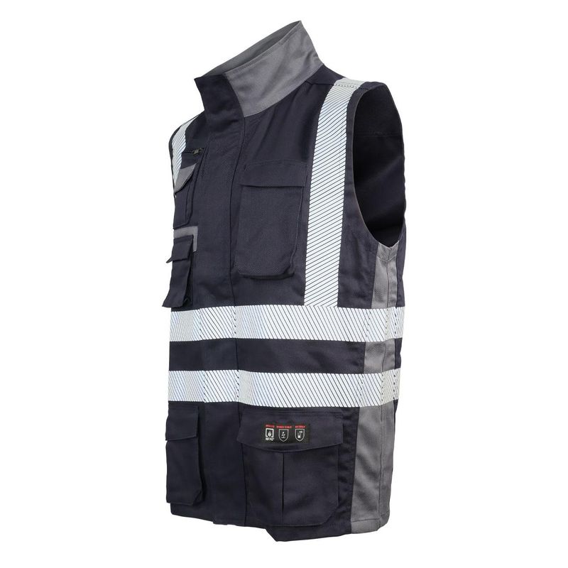 Chaleco Geólogo Ignífugo + NFPA 13034 Azul Marino-Gris - Imagen 2
