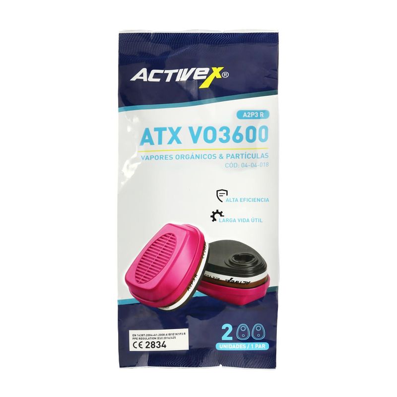 Filtro Activex ATX VO3600 Vapores Organicos y Polvos A2P3 R (Par) - Imagen 5