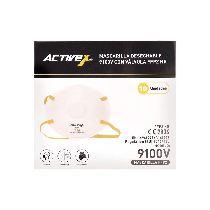 Mascarilla Activex 9100V con valvula FFP2 NR (10 unidades) - Imagen 3