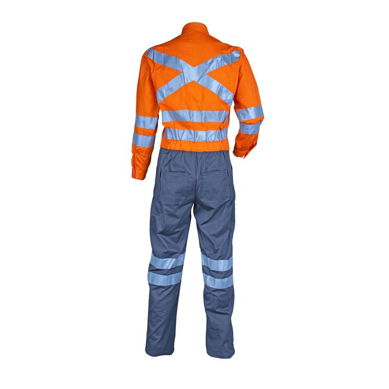 Overol Piloto 100% Algodón Naranjo/Gris - Imagen 2