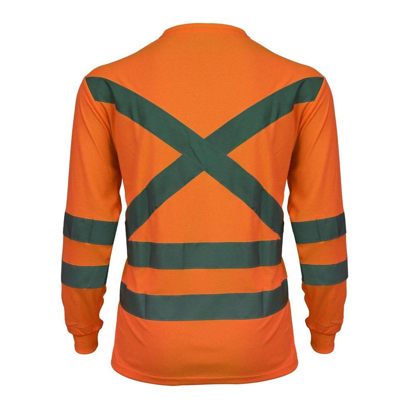 Polera Activex Polo Dry Fit Naranja Fluor C/Reflect M/Larga UV