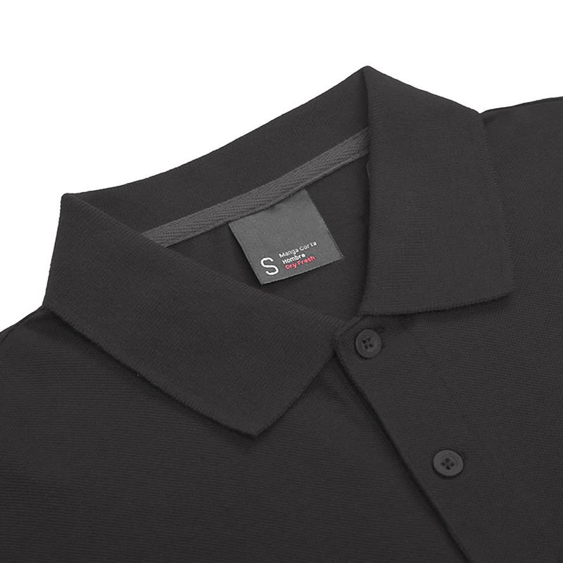 Polera Pique Dry Fit M/Corta Hombre Negro - Imagen 3